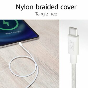 ACT AC3080 | USB 2.0 Kabel | USB-C naar USB-C | 60W | 480Mbps | Wit | 1 Meter