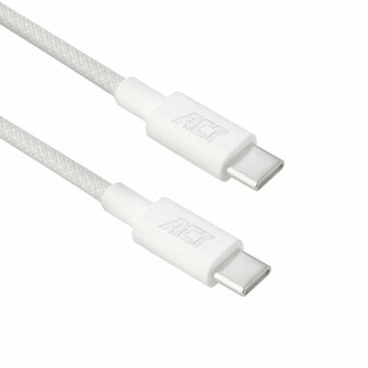 ACT AC3081 | USB 2.0 Kabel | USB-C naar USB-C | 60W | 480Mbps | Wit | 2 Meter
