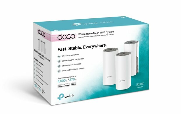 TP-LINK Deco E4 (3-pack) Dual-band (2.4 GHz / 5 GHz) Wi-Fi 5 (802.11ac) Wit, Grijs 2 Intern