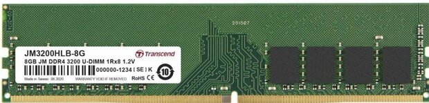 Transcend JetRam JM3200HLB-8G geheugenmodule 8 GB 1 x 8 GB DDR4 3200 MHz