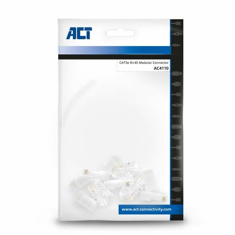 ACT AC4110 kabel-connector RJ45 Zilver, Transparant