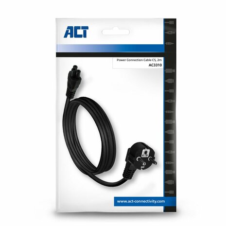 ACT AC3310 electriciteitssnoer Zwart 2 m CEE7/7 C5 stekker