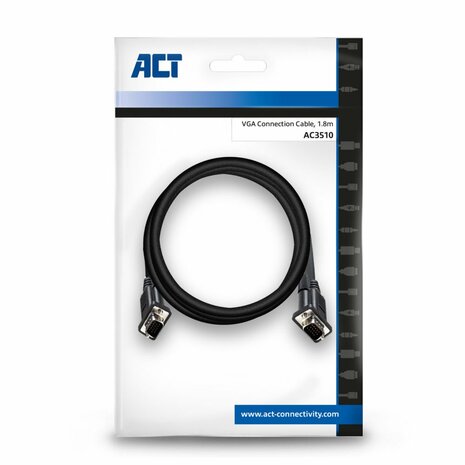 ACT AC3510 VGA kabel 1,8 m VGA (D-Sub) Zwart