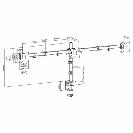 ACT AC8303 flat panel bureau steun 68,6 cm (27") Klem/doorvoer Zwart