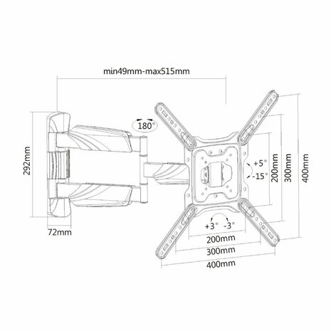 ACT AC8354 tv-bevestiging 139,7 cm (55") Zwart