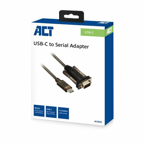 ACT AC6002 seriële kabel Zwart 1,5 m USB Type-C DB-9