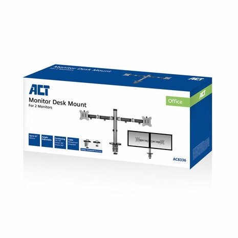 ACT AC8336 flat panel bureau steun 81,3 cm (32") Klem/doorvoer Zilver