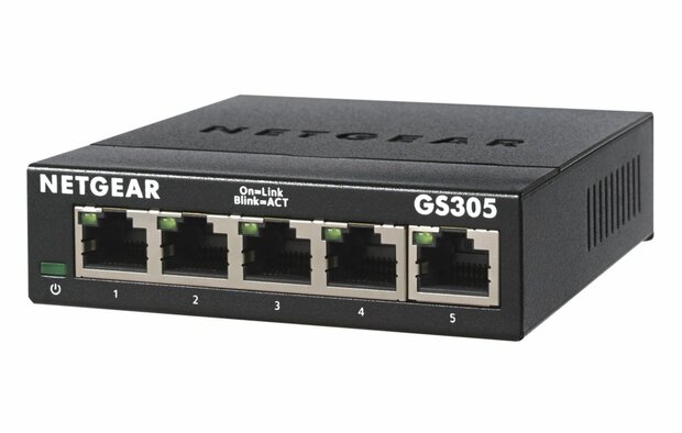 NETGEAR GS305 Unmanaged L2 Gigabit Ethernet (10/100/1000) Zwart