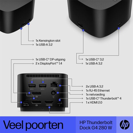 HP Thunderbolt Dock 280W G4 met combokabel