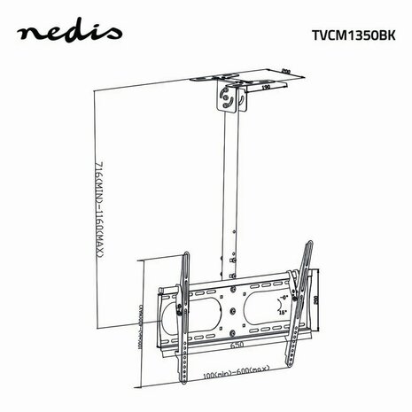 Nedis TVCM1350BK tv-bevestiging 165,1 cm (65") Zwart