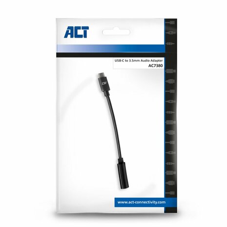 ACT AC7380 audio kabel tussenstuk 0,11 m 3.5mm USB Type-C Zwart