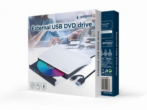Gembird DVD-USB-03-BW optisch schijfstation DVD±RW Zwart, Wit