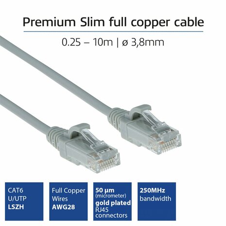 ACT DC9001 netwerkkabel Grijs 1 m Cat6 U/UTP (UTP)