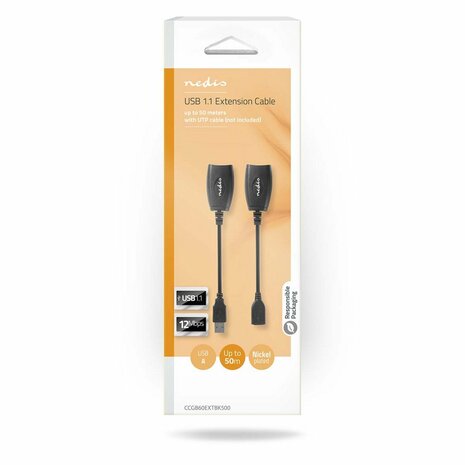 Nedis USB-A Ethernet | 0,2 m | Zwart