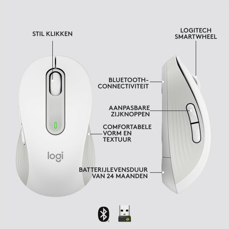 Logitech Signature M650 muis Rechtshandig RF-draadloos + Bluetooth Optisch 2000 DPI