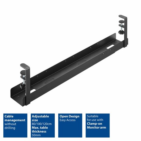 ACT Verstelbare kabelgoot voor onder een bureau, montage