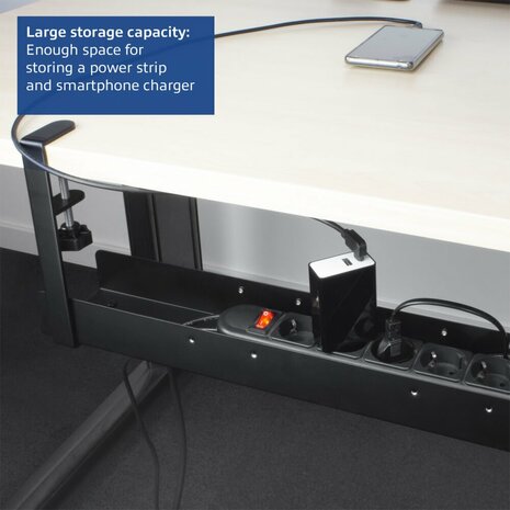 ACT Verstelbare Kabelgoot | Onder-bureau montage | Kabelmanagement | Metaal | Zwart