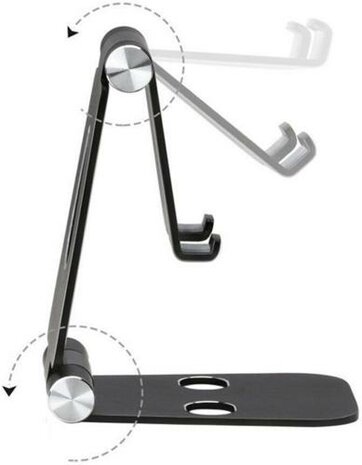 Mobiparts Tablet Stand Holder Metal size L - Zwart