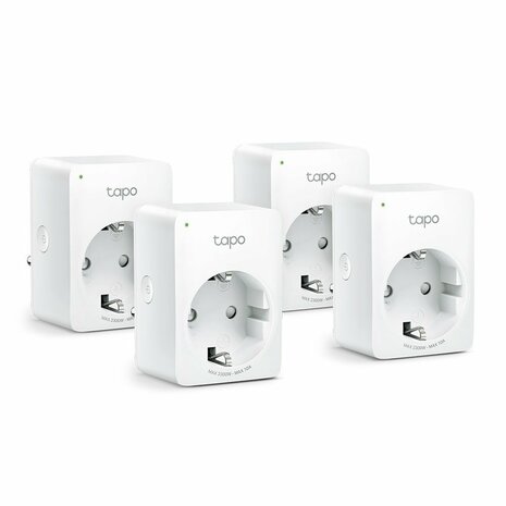 TP-Link Tapo P100 (4-pack) | Slimme Wi-Fi-stekker | 2300W | Spraakbesturing | Schema & Timer | Compact ontwerp | Wit