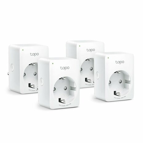 TP-Link Tapo P100 (4-pack) | Slimme Wi-Fi-stekker | 2300W | Spraakbesturing | Schema & Timer | Compact ontwerp | Wit