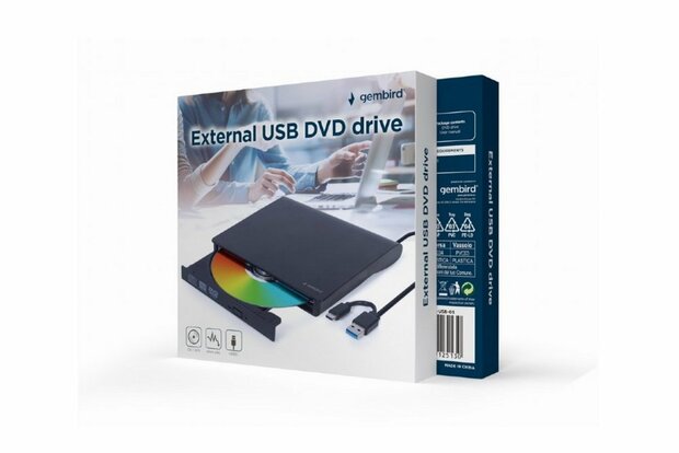 Gembird DVD-USB-03 Externe USB CD/DVD brander/speler USB C