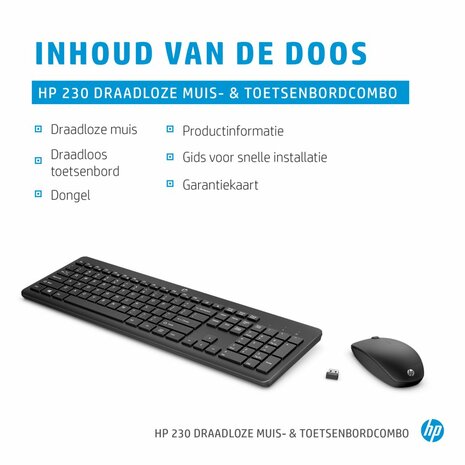 HP 230 draadloze muis- en toetsenbordcombo, Qwerty Wit/White