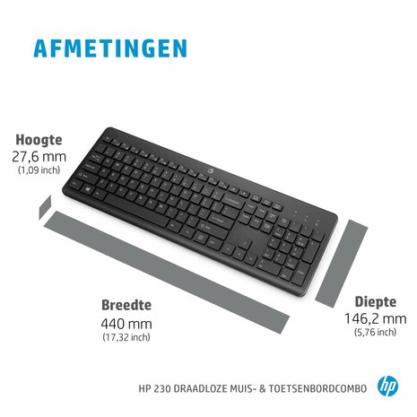 HP 230 draadloze muis- en toetsenbordcombo, Qwerty Wit/White