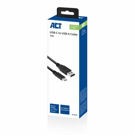 ACT AC3020 USB-kabel 1 m USB 3.2 Gen 1 (3.1 Gen 1) USB A USB C Zwart