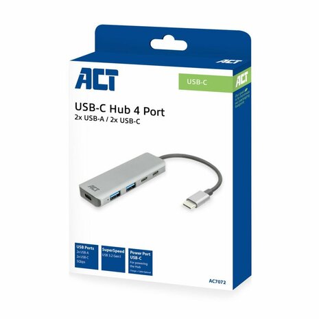 ACT USB-C hub 3.0, 2x USB-A, 2x USB-C