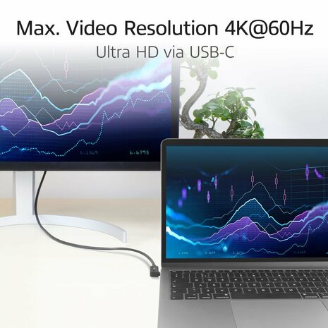ACT AC7481 | USB 3.2 Gen 2 Kabel | USB-C (haaks links/rechts) naar USB-C (haaks boven/beneden) | 60W | 10Gbps | 1m | Zwart