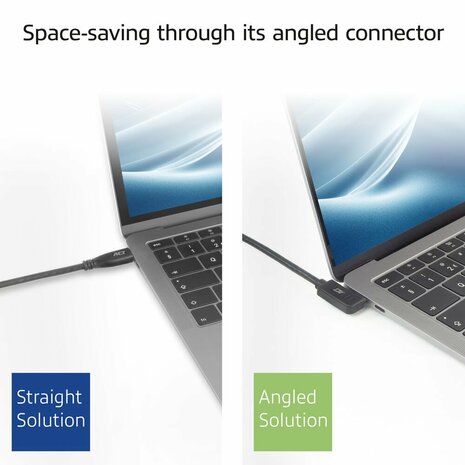 ACT AC7486 | USB 3.2 Gen 2 Kabel | USB-C (haaks links/rechts) naar USB-C (haaks links/rechts) | 60W | 10Gbps | 0,5m | Zwart