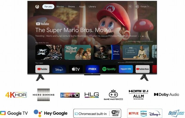 TCL 50P61B 50" | 4K Ultra HD LED Smart TV | Google TV + Wifi | HDR10 | Elegant Design | 60Hz | Open Box