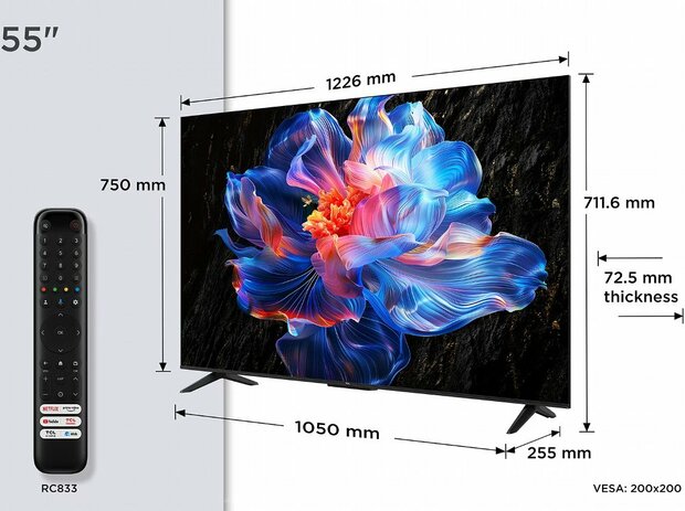 TCL 65V6C | 65" 4K Ultra HD DLED Smart TV | Google TV | Dolby Vision | 60Hz (2025)