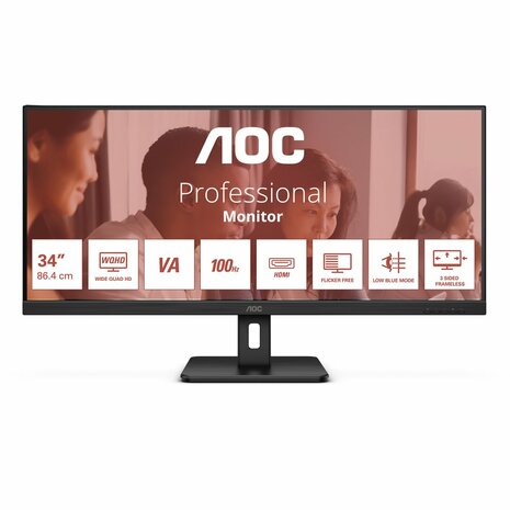 AOC U34E2M 34" | UWQHD 3440x1440 | VA | 100Hz | 4ms | Ultrawide Monitor