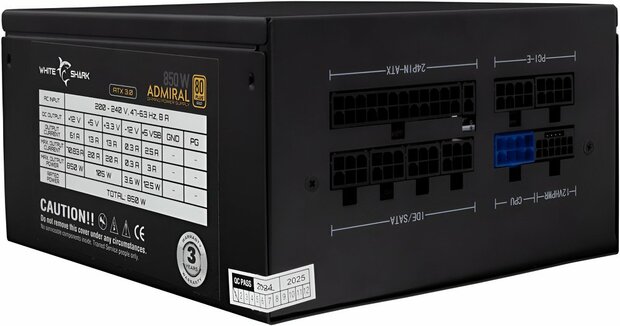 White Shark Admiral | 850 Watt Gold ATX 3.0 PSU | PCIe 5.0 | Power Supply | Voeding | OPEN BOX