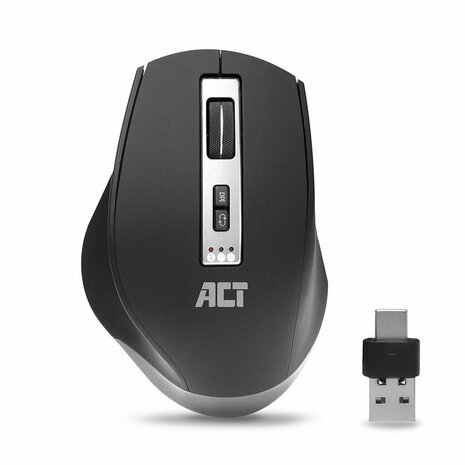 ACT AC5145 | Draadloze Muis | RF-Draadloos + Bluetooth | USB-A en USB-C Receiver | 2400 DPI | Grafiet