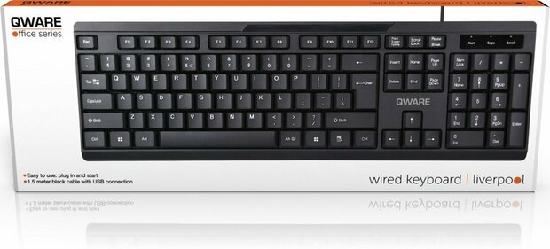 QWARE Wired Keyboard Liverpool Zwart