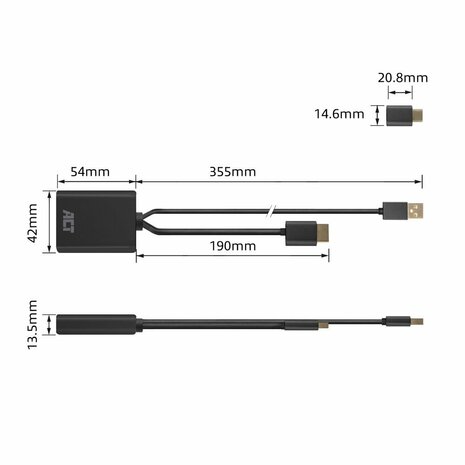 ACT AC7537 | HDMI naar USB Type C female adapter | 4K 60Hz