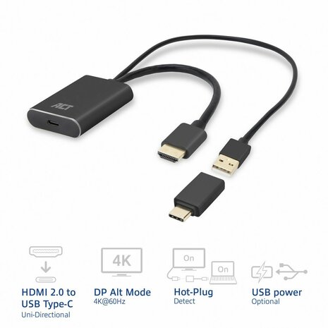 ACT AC7537 | HDMI naar USB Type C female adapter | 4K 60Hz