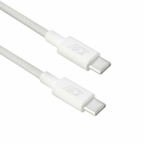 ACT AC3084 | USB 2.0 Kabel | USB-C naar USB-C | 240W | 480Mbps | Wit | 1 Meter