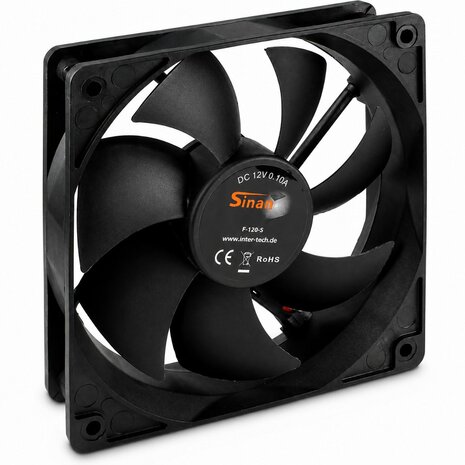 Inter-Tech Sinan F-120-S | 120mm Case Fan | 3-Pin | Zwart