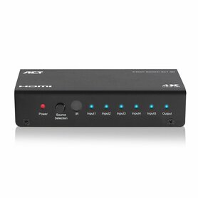 ACT AC7840 HDMI Switch | 5 Ingangen | 1 Uitgang | 4K @ 30Hz | Inclusief Afstandsbediening