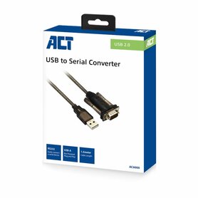 ACT AC6000 | Seriële Kabel | USB-A naar DB-9 | 1,5 m | Zwart