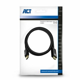 ACT AC7550 | DisplayPort naar HDMI Kabel | 1,8 m | Zwart