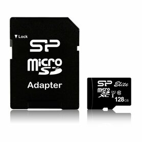 Silicon Power Elite | MicroSDXC | 128GB | Class 10 | UHS-I U1 | Tot 85MB/s | Inclusief SD-adapter | Zwart