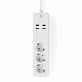 Nedis | Wi-Fi Slimme Stekkerdoos | 4 Stopcontacten | 2 USB-poorten | Wit