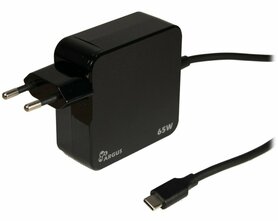 Inter-Tech Argus PD-2065 | Universele USB-C Oplader 65W | Zwart | Met Geïntegreerde Kabel