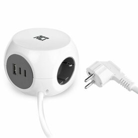 ACT Stekkerdoos Kubus | 3 Stopcontacten | USB-A & USB-C | 30W | 1,5 m | Wit